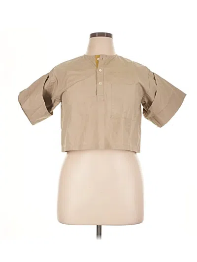 Pre-owned Assorted Brands Short Sleeve Henley Shirt In Tan