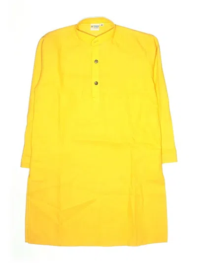 Pre-owned Assorted Brands Kids' Short Sleeve Henley Shirt In Yellow