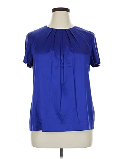 Assorted Brands Short Sleeve Silk Top Blue Keyhole Neckline Tops