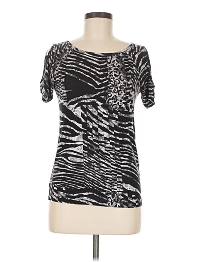 Pre-owned Assorted Brands Short Sleeve Top Black Animal Print Pattern Scoop Neck Tops