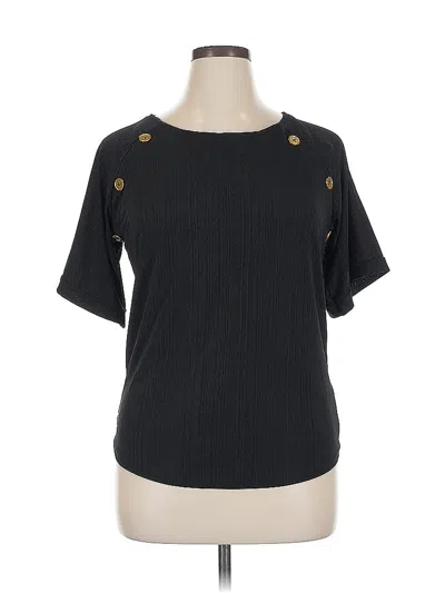 Pre-owned Assorted Brands Short Sleeve Top Black Boatneck Tops