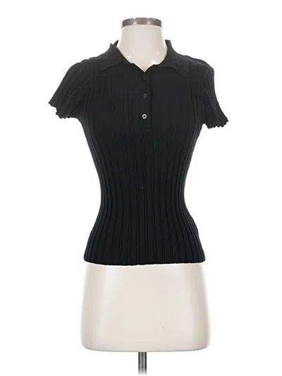Pre-owned Assorted Brands Short Sleeve Top Black Collared Neckline Tops