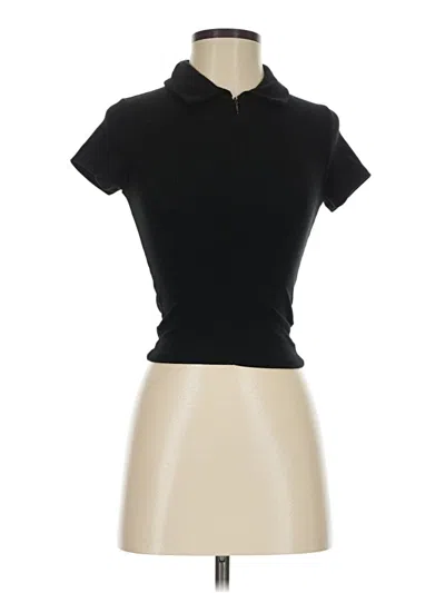 Pre-owned Assorted Brands Short Sleeve Top Black Collared Neckline Tops