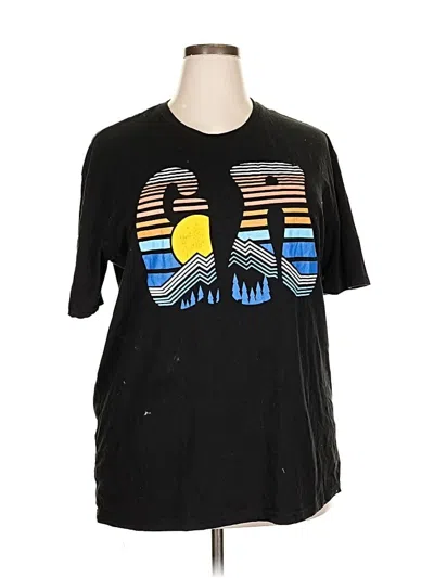 Pre-owned Assorted Brands Short Sleeve Top Black Graphic Pattern Crew Neck Tops