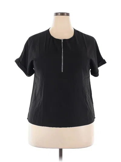 Pre-owned Assorted Brands Short Sleeve Top Black Keyhole Neckline Tops