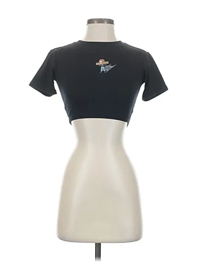 Pre-owned Assorted Brands Short Sleeve Top Black Keyhole Neckline Tops