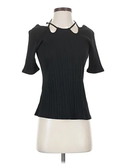 Pre-owned Assorted Brands Short Sleeve Top Black Keyhole Neckline Tops