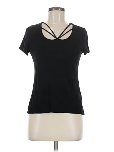 Pre-owned Assorted Brands Short Sleeve Top Black Keyhole Neckline Tops