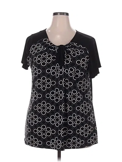 Pre-owned Assorted Brands Short Sleeve Top Black Keyhole Neckline Tops