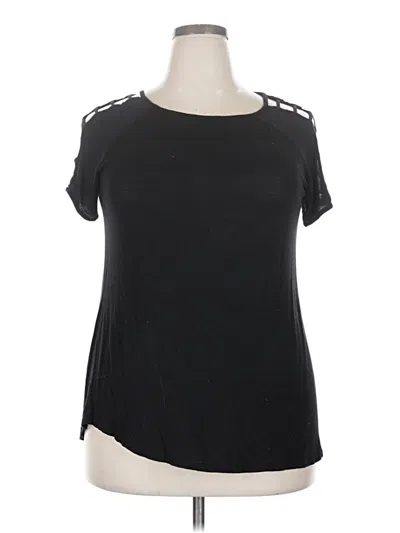 Pre-owned Assorted Brands Short Sleeve Top Black Keyhole Neckline Tops