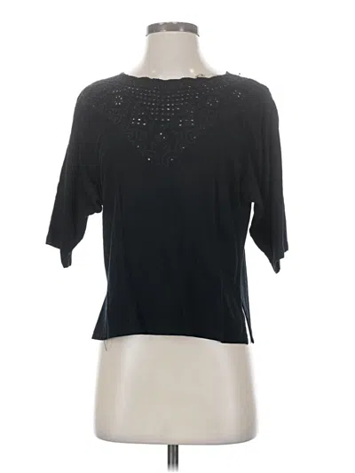 Pre-owned Assorted Brands Short Sleeve Top Black Keyhole Neckline Tops