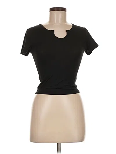 Pre-owned Assorted Brands Short Sleeve Top Black Keyhole Neckline Tops