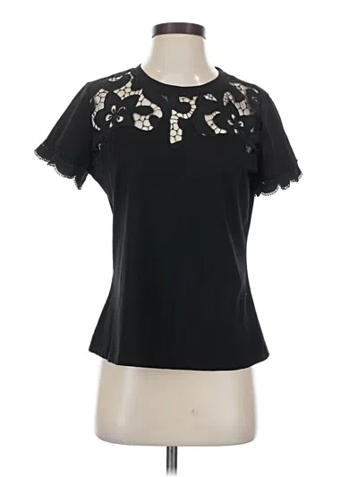 Pre-owned Assorted Brands Short Sleeve Top Black Keyhole Neckline Tops