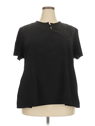 Pre-owned Assorted Brands Short Sleeve Top Black Keyhole Neckline Tops