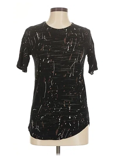 Pre-owned Assorted Brands Short Sleeve Top Black Metallic Pattern Keyhole Neckline Tops