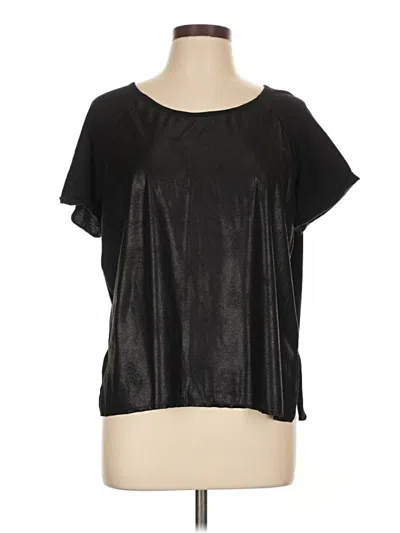 Pre-owned Assorted Brands Short Sleeve Top Black Metallic Pattern Scoop Neck Tops