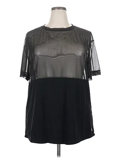 Pre-owned Assorted Brands Short Sleeve Top Black Mock Neckline Tops