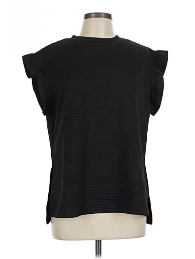 Pre-owned Assorted Brands Short Sleeve Top Black Mock Neckline Tops