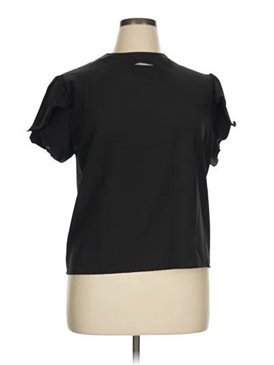 Pre-owned Assorted Brands Short Sleeve Top Black Mock Neckline Tops