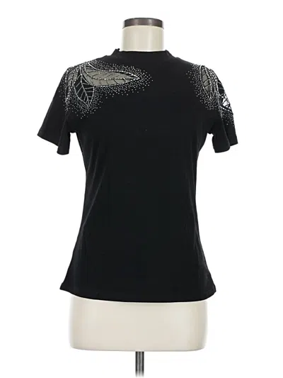 Pre-owned Assorted Brands Short Sleeve Top Black Mock Neckline Tops