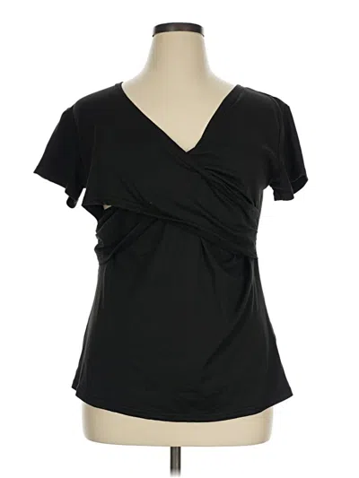 Pre-owned Assorted Brands Short Sleeve Top Black One Shoulder Neckline Tops