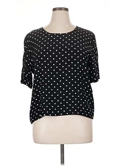 Pre-owned Assorted Brands Short Sleeve Top Black Polka Dots Pattern Keyhole Neckline Tops