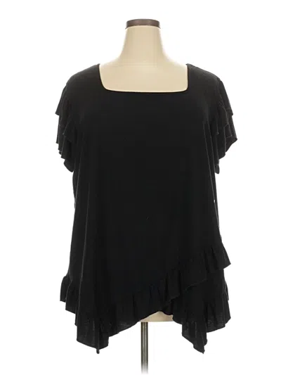 Pre-owned Assorted Brands Short Sleeve Top Black Scoop Neck Tops