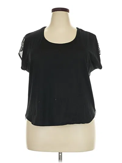 Pre-owned Assorted Brands Short Sleeve Top Black Scoop Neck Tops
