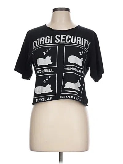 Pre-owned Assorted Brands Short Sleeve Top Black Square Neckline Tops