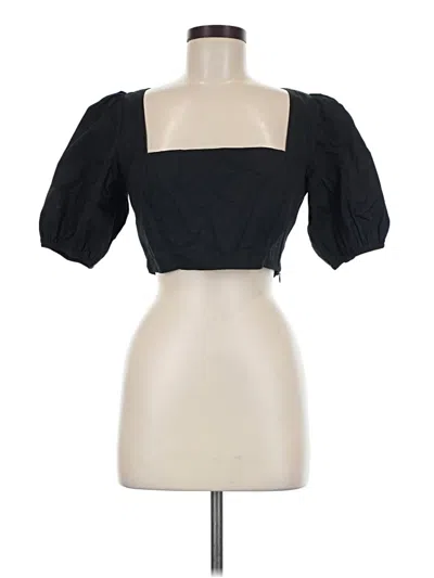Pre-owned Assorted Brands Short Sleeve Top Black Square Neckline Tops