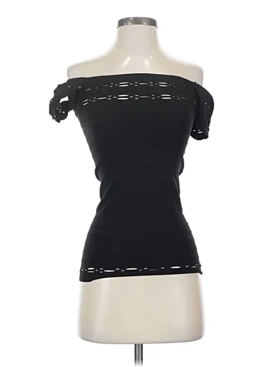 Pre-owned Assorted Brands Short Sleeve Top Black Strapless Neckline Tops