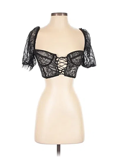 Pre-owned Assorted Brands Short Sleeve Top Black Sweetheart Neckline Tops