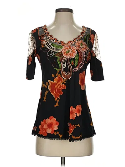 Pre-owned Assorted Brands Short Sleeve Top Black Sweetheart Neckline Tops