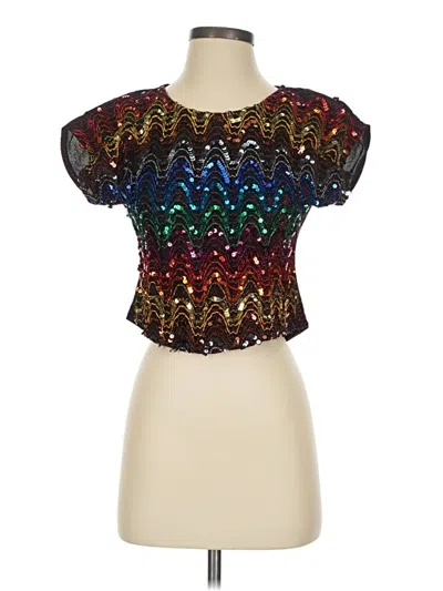 Pre-owned Assorted Brands Short Sleeve Top Black Sweetheart Neckline Tops