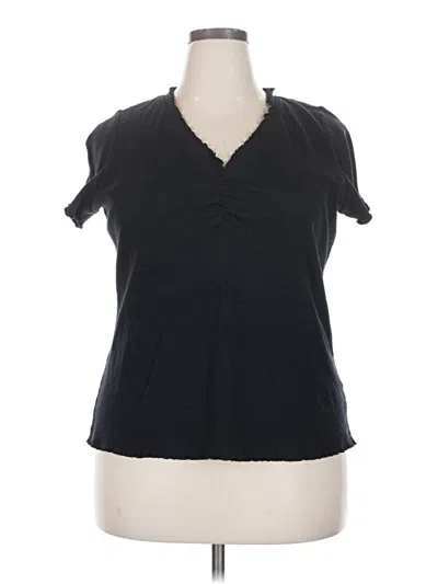 Pre-owned Assorted Brands Short Sleeve Top Black V-neck Tops