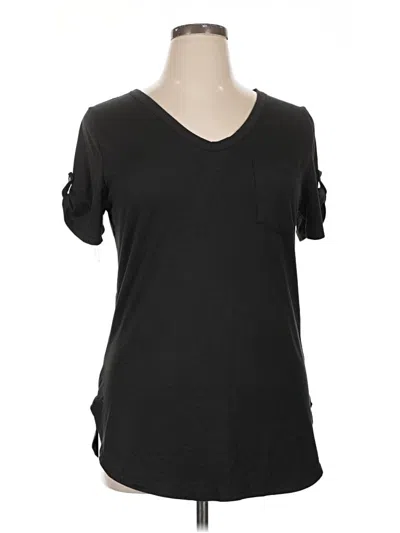 Pre-owned Assorted Brands Short Sleeve Top Black V-neck Tops
