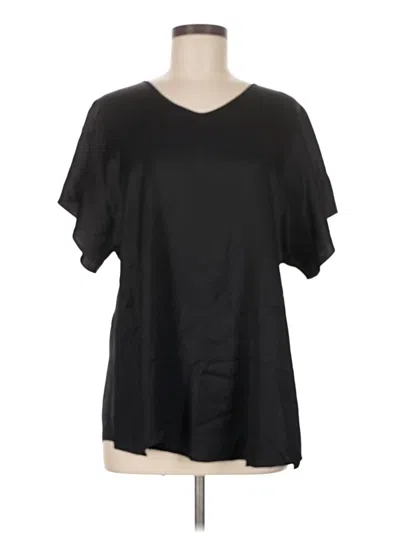Pre-owned Assorted Brands Short Sleeve Top Black V-neck Tops