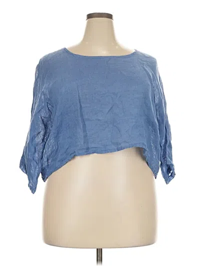 Pre-owned Assorted Brands Short Sleeve Top Blue Boatneck Tops