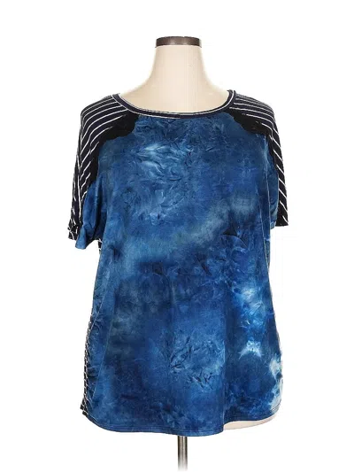 Pre-owned Assorted Brands Short Sleeve Top Blue Cold Shoulder Neckline Tops