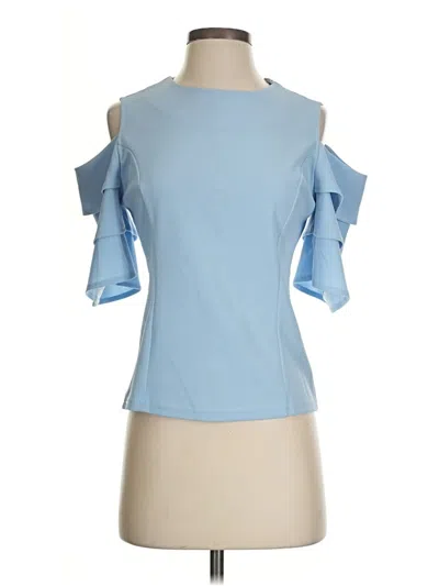 Pre-owned Assorted Brands Short Sleeve Top Blue Cold Shoulder Neckline Tops