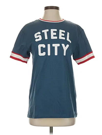 Pre-owned Assorted Brands Short Sleeve Top Blue Crew Neck Tops