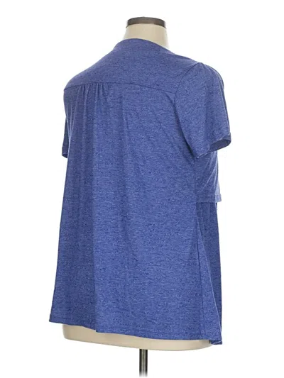 Pre-owned Assorted Brands Short Sleeve Top Blue Mock Neckline Tops