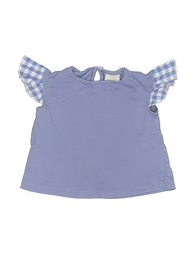 Pre-owned Assorted Brands Babies' Short Sleeve Top Blue Paisley Pattern Ruffles Neckline Tops