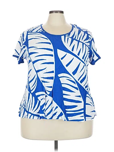 Pre-owned Assorted Brands Short Sleeve Top Blue Scoop Neck Tops