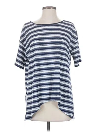 Pre-owned Assorted Brands Short Sleeve Top Blue Stripes Pattern Boatneck Tops