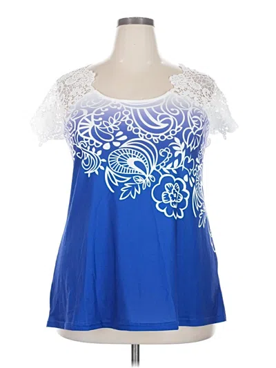 Pre-owned Assorted Brands Short Sleeve Top Blue Sweetheart Neckline Tops