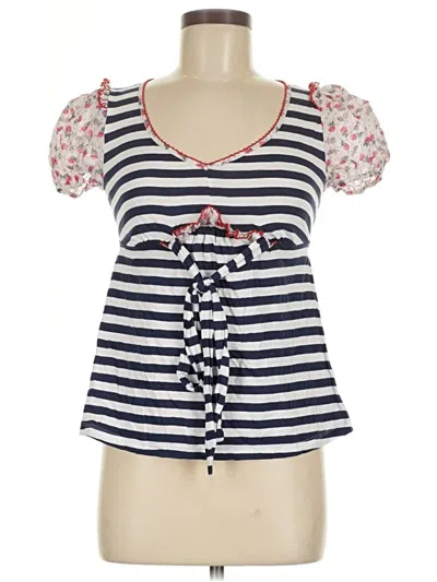 Pre-owned Assorted Brands Short Sleeve Top Blue Sweetheart Neckline Tops