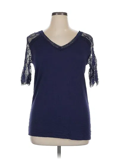 Pre-owned Assorted Brands Short Sleeve Top Blue V Neck Tops