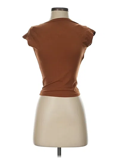 Pre-owned Assorted Brands Short Sleeve Top Brown Cowl Neck Tops