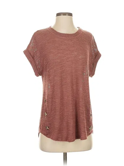Pre-owned Assorted Brands Short Sleeve Top Brown Crew Neck Tops